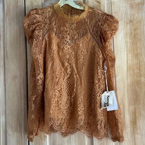 Savanna Jane Lace Blouse in Rich Orange/Brown